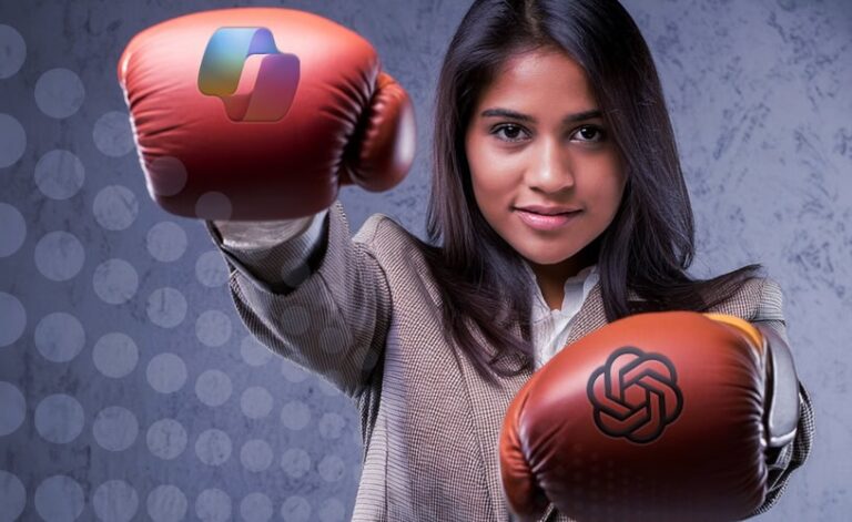 woman in suit wearing boxing gloves