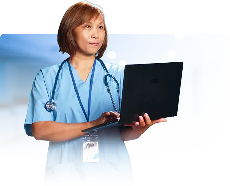 nurse writing medical checkup data