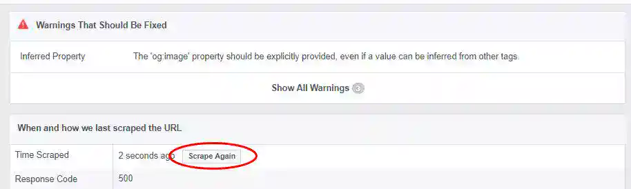 scrape again open graph